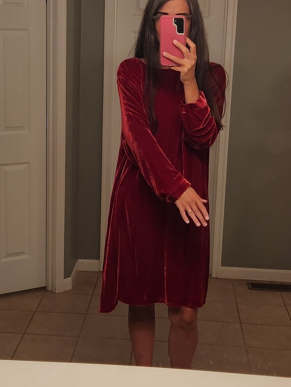 Eileen Fisher Size Xl Red Velvet Midi Swing Dress Christmas Party Nwt - Picture 3 of 10